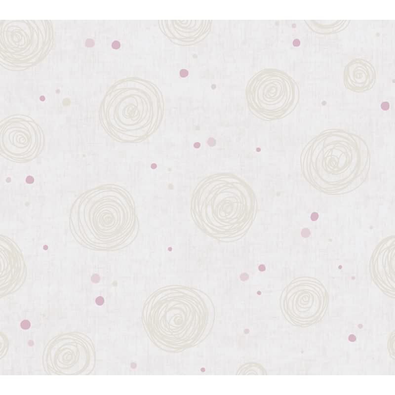 Kringel-Tapete Mädchen Kindertapete Beige Rosa Vliestapete mit Punkten verspieltes Design Kinderzimmer (771393)