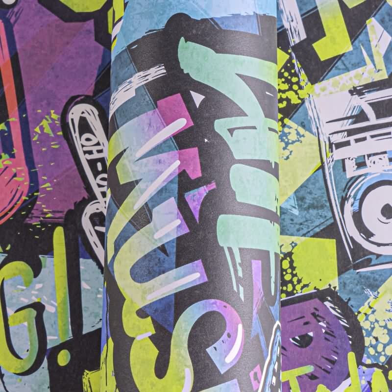Graffiti-Tapete bunt Comic-Stil Mustertapete Streetart Look Vliestapete Jugendzimmer Jungen (771421)