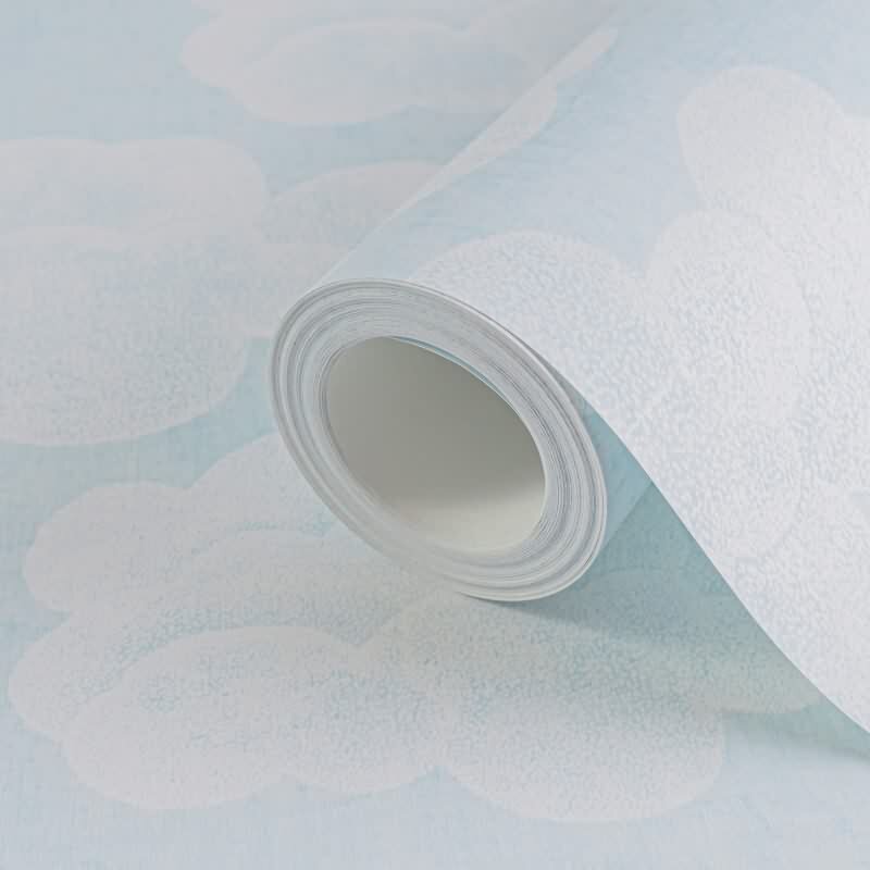 Wolken-Tapete Hellblau Weiß Kinderzimmer Tapete mit Himmelsmotiv Jungen Vliestapete (771431)