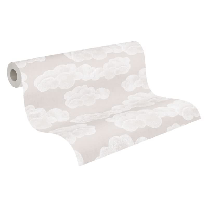Wolken Tapete Beige Weiß Kinderzimmer Vliestapete mit Wolkenmotiv Kindertapete (771433)
