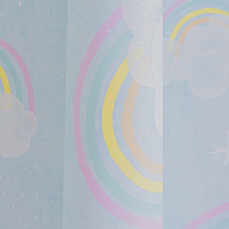 Wolken Tapete mit Regenbogen Blau Bunt Kinderzimmer Tapete mit Vögeln Vliestapete (771441)