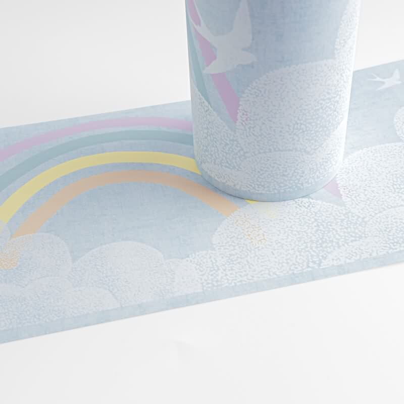 Bordüre mit Regenbogen und Wolken Blau Bunt Kinderzimmer Borte mit Vögeln (771451)