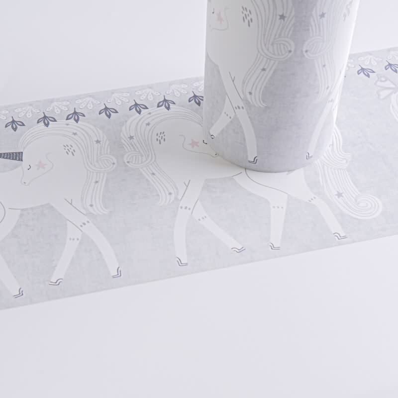 Einhorn Bordüre Grau Weiß Tapetenborte für Mädchenzimmer Kindertapete mit Fabelwesen (771471)