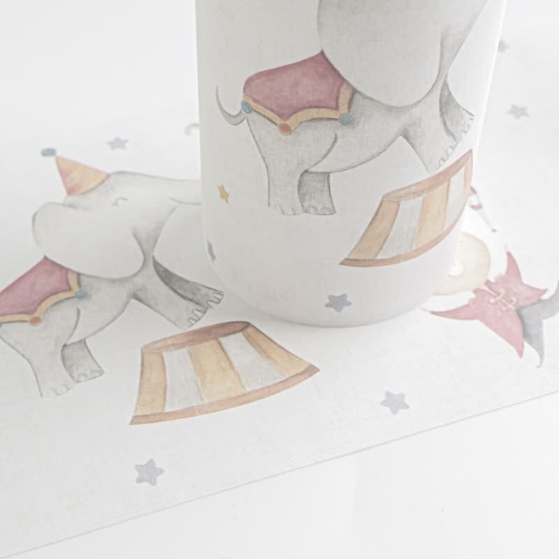 Bordüre Kinderzimmer Zirkustiere Tapetenborte Hellbeige Bunt Wandbordüre Zirkus (771491)