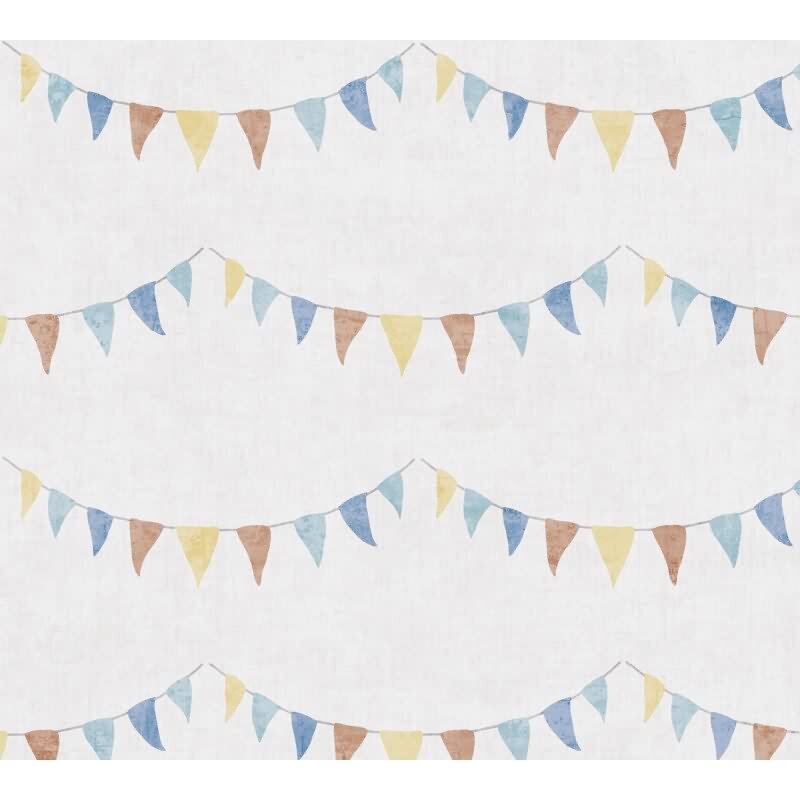 Wimpel-Tapete Bunt Beige Kinderzimmer Vliestapete mit Girlanden (771711)