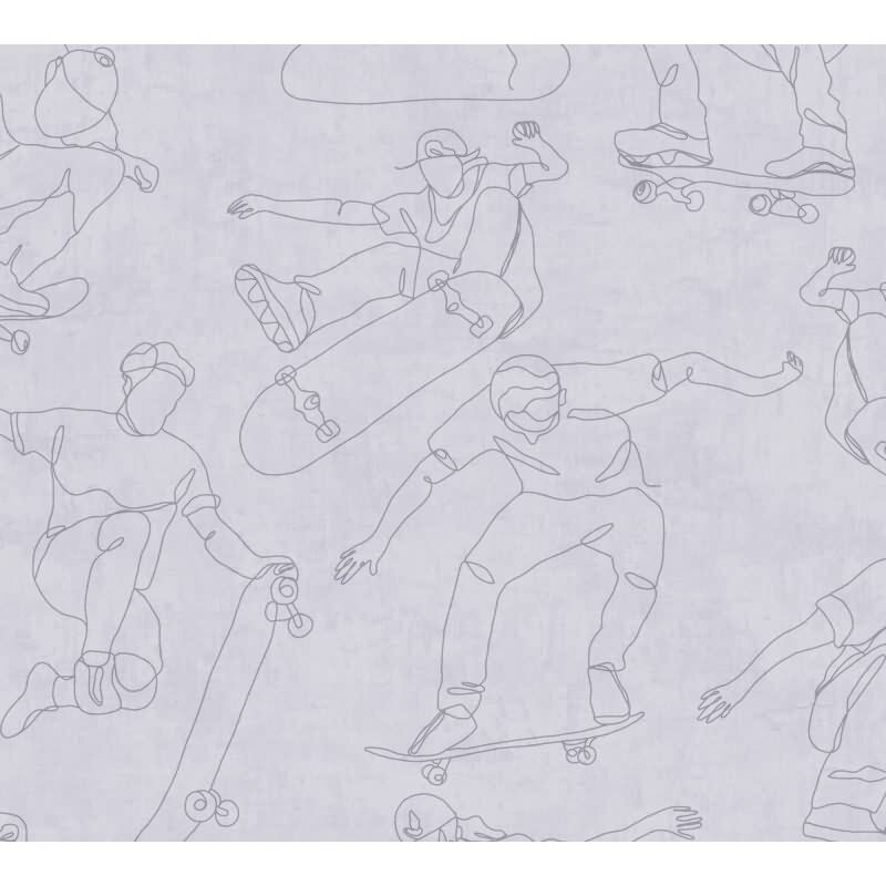 Skater-Tapete Hellgrau Streetstyle Mustertapete für Jugendliche Vliestapete modern (771741)