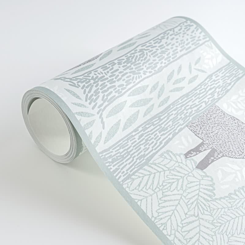 Tapetenborte Waldtiere in Grün Grau Tiermotiv Bordüre mit Bär Hirsch Vliestapete Kinderzimmer (771751)