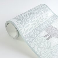 Tapetenborte Waldtiere in Gr&uuml;n Grau Tiermotiv...