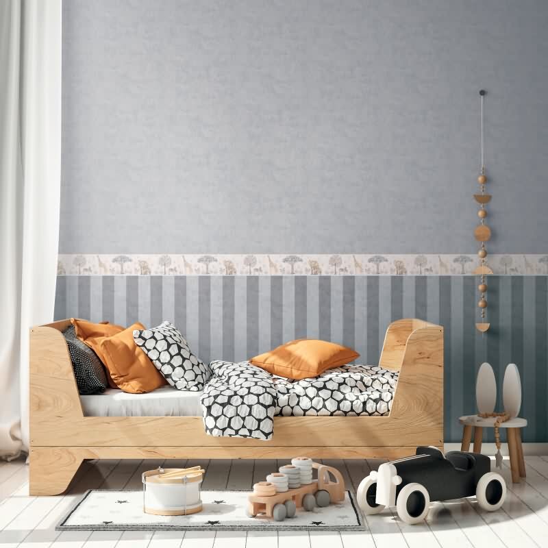 Bordüre Kinderzimmer Safarie Tiere Beige Tapetenbordüre mit Giraffe Zebra Elefant (771771)