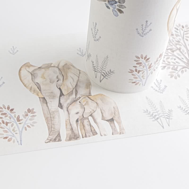 Bordüre Kinderzimmer Safarie Tiere Beige Tapetenbordüre mit Giraffe Zebra Elefant (771771)