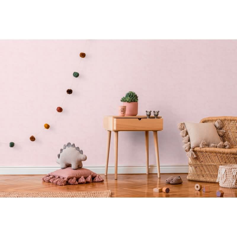 Tapete Kinderzimmer Mädchen Rosa Einfarbige Uni- Vliestapete sanft matt (771784)