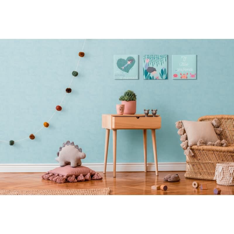 Jungenzimmer Tapete Hellblau Einfarbige Unitapete Kinderzimmer Vliestapete matt (771789)