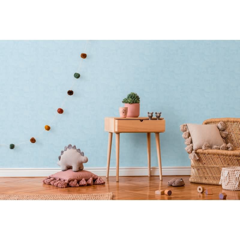 Jungenzimmer Tapete Hellblau Einfarbige Unitapete Kinderzimmer Vliestapete matt (771789)