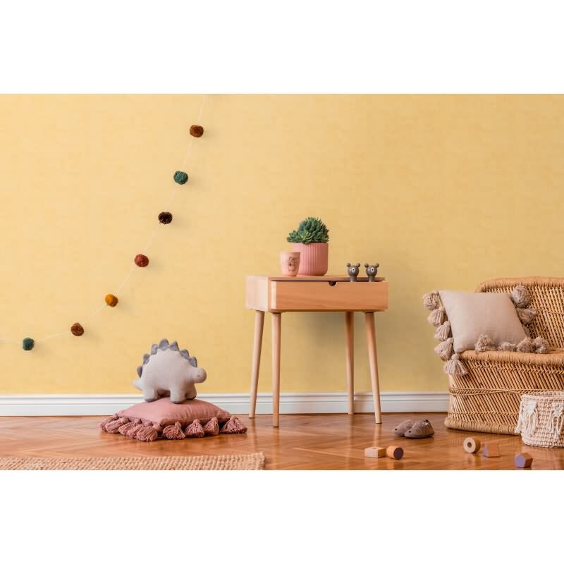 Kinderzimmer Tapete Senfgelb Einfarbige Unitapete Vliestapete matt (771791)