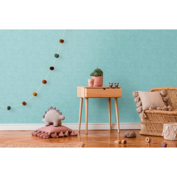 Kinderzimmer Vliestapete Türkis Einfarbige Tapete Unitapete modern (771794)