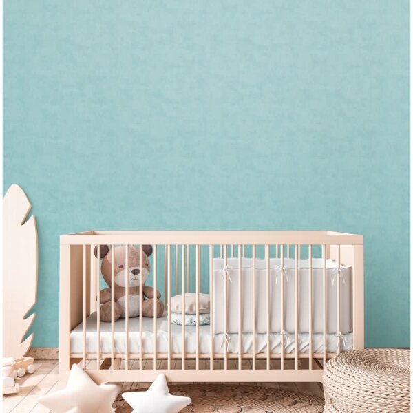 Kinderzimmer Vliestapete Türkis Einfarbige Tapete Unitapete modern (771794)