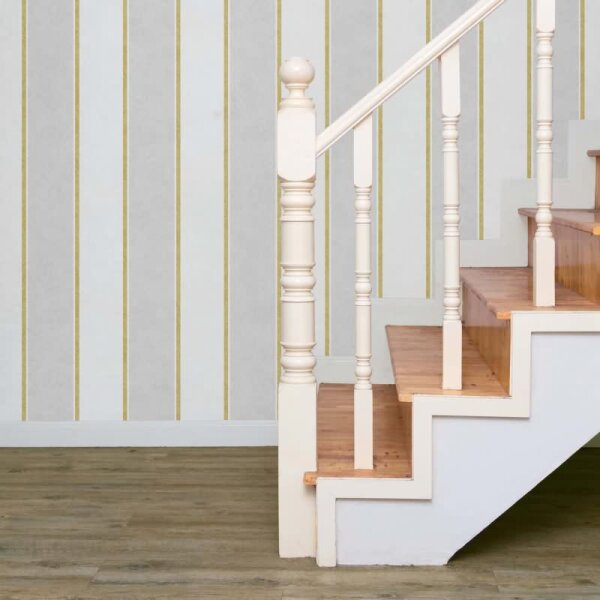 Vliestapete Blockstreifen, Streifen Streifen Klassisch matt in Weiß für Wohnzimmer, Schlafzimmer, Büro (35605)