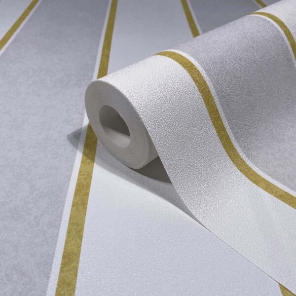 Vliestapete Blockstreifen, Streifen Streifen Klassisch matt in Weiß für Wohnzimmer, Schlafzimmer, Büro (35605)