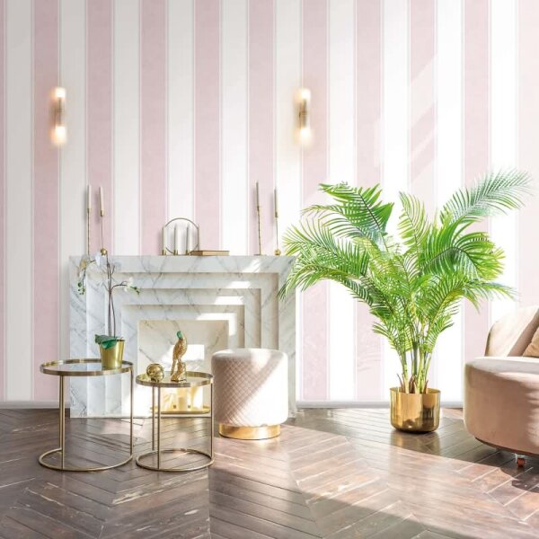 Vliestapete Blockstreifen, Streifen Streifen Klassisch matt in Weiß für Wohnzimmer, Schlafzimmer, Büro (35606)