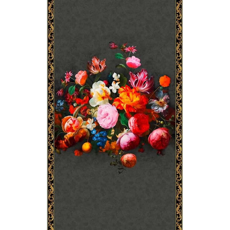 Vliestapete Blumenmotiv Floral Klassisch, Romantisch matt in Schwarz für Wohnzimmer, Schlafzimmer (35607)