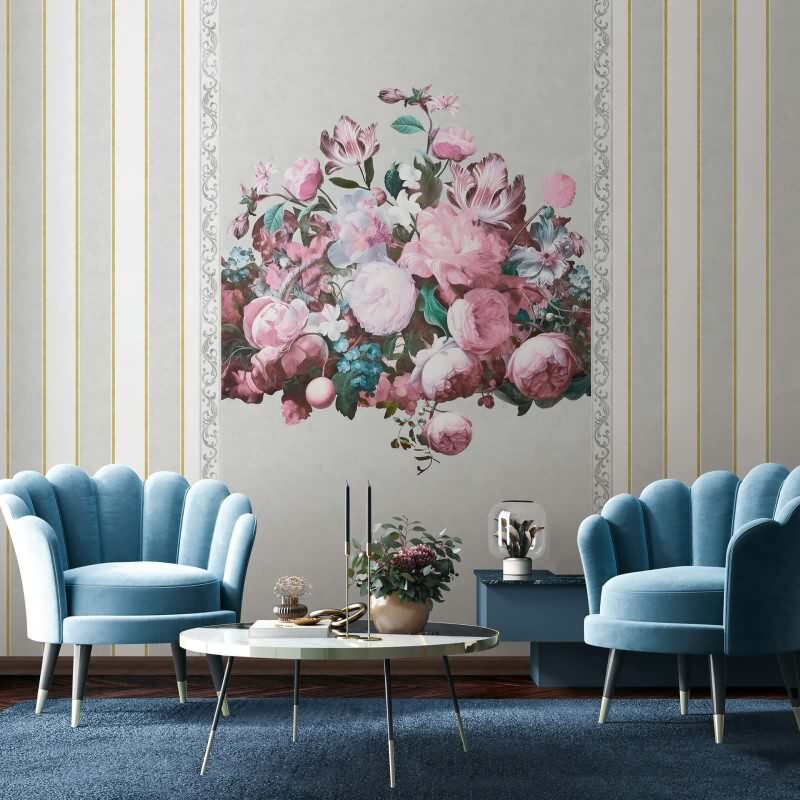 Vliestapete Blumenmotiv Floral Klassisch, Romantisch matt in Grau für Wohnzimmer, Schlafzimmer (35608)