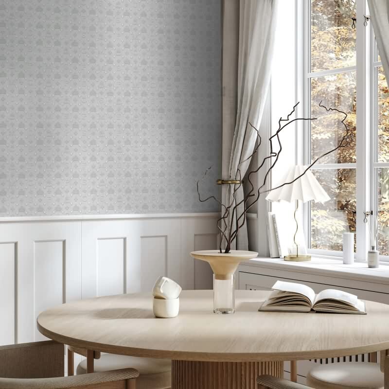 Vliestapete Kronen, Rauten Grafisch Designer matt in Grau für Wohnzimmer, Schlafzimmer (35610)