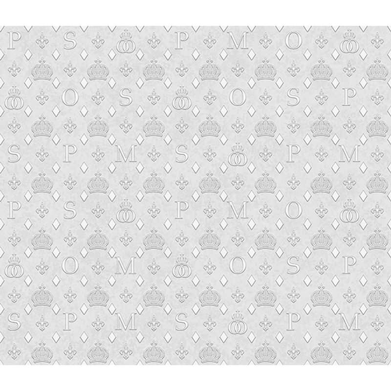 Vliestapete Kronen, Rauten Grafisch Designer matt in Grau für Wohnzimmer, Schlafzimmer (35610)