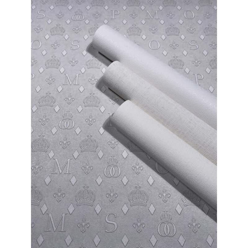 Vliestapete Kronen, Rauten Grafisch Designer matt in Grau für Wohnzimmer, Schlafzimmer (35610)