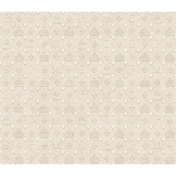 Vliestapete Kronen, Rauten Grafisch Designer matt in Beige für Wohnzimmer, Schlafzimmer (35611)