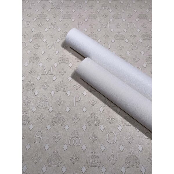 Vliestapete Kronen, Rauten Grafisch Designer matt in Beige für Wohnzimmer, Schlafzimmer (35611)