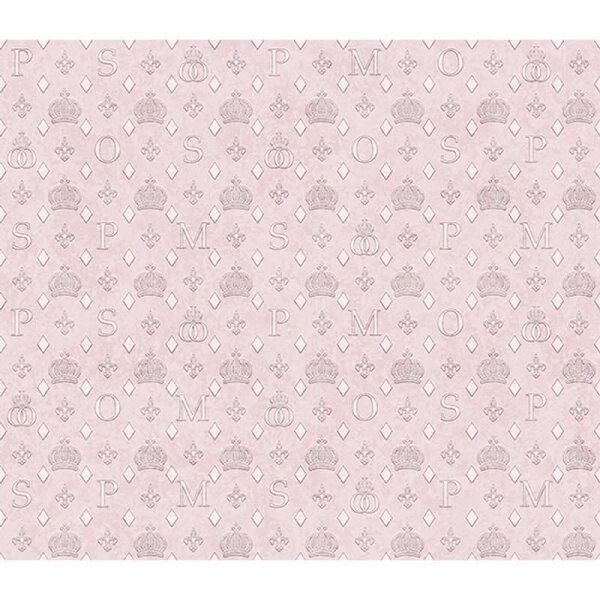 Vliestapete Kronen, Rauten Grafisch Designer matt in Rosa-Braun für Wohnzimmer, Schlafzimmer (35612)