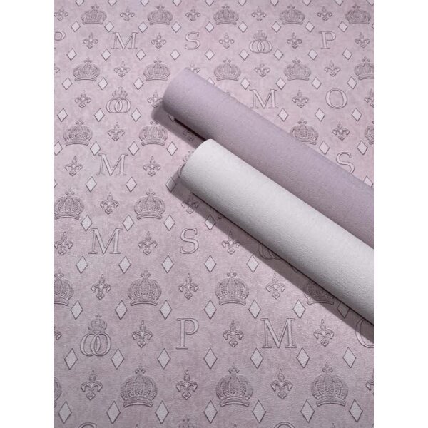 Vliestapete Kronen, Rauten Grafisch Designer matt in Rosa-Braun für Wohnzimmer, Schlafzimmer (35612)