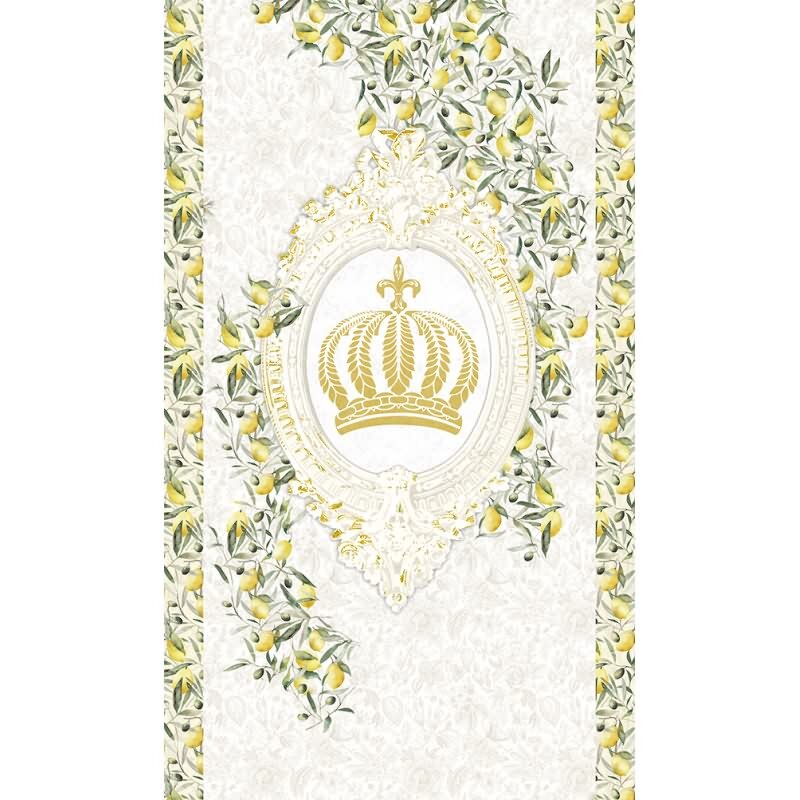 Vliestapete Krone, Zitronen Floral Natur matt in Weiß für Wohnzimmer, Schlafzimmer (35613)