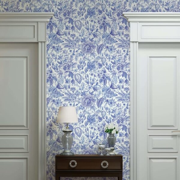 Vliestapete Blumen, Blätter Floral Natur matt in Weiß für Wohnzimmer, Schlafzimmer, Büro (35616)