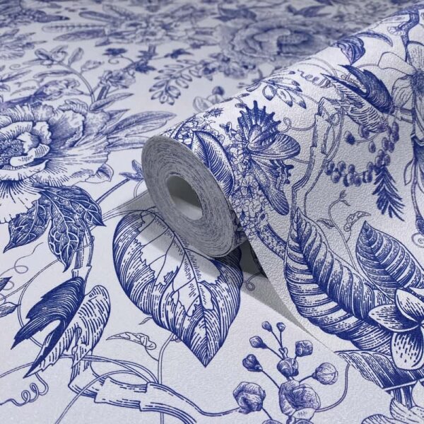 Vliestapete Blumen, Blätter Floral Natur matt in Weiß für Wohnzimmer, Schlafzimmer, Büro (35616)