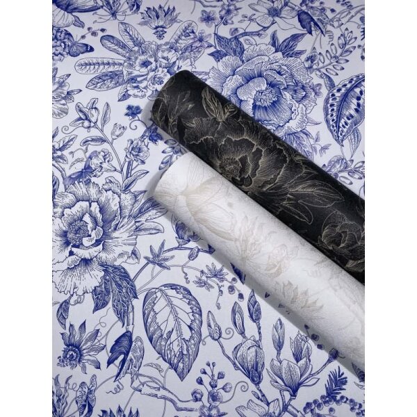 Vliestapete Blumen, Blätter Floral Natur matt in Weiß für Wohnzimmer, Schlafzimmer, Büro (35616)