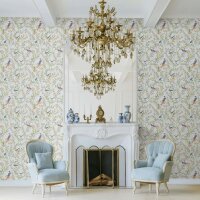 Vliestapete V&ouml;gel, Blumen Floral Natur matt in Grau...