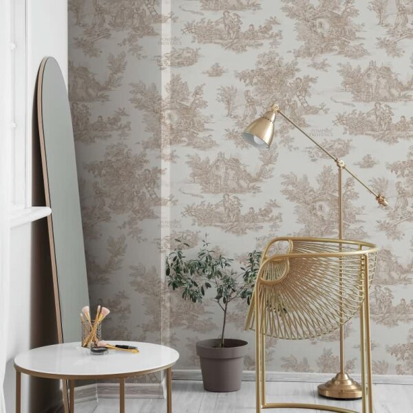 Vliestapete Landschaft, Menschen Grafisch Klassisch matt in Beige für Wohnzimmer, Schlafzimmer, Büro (35625)