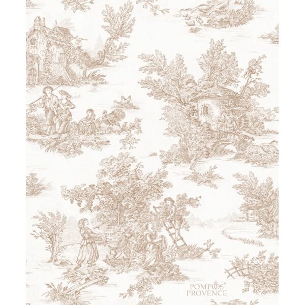 Vliestapete Landschaft, Menschen Grafisch Klassisch matt in Beige für Wohnzimmer, Schlafzimmer, Büro (35625)