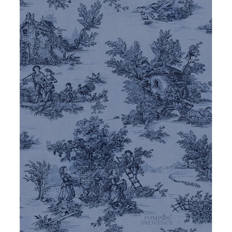 Vliestapete Landschaft, Menschen Grafisch Klassisch matt in Blau für Wohnzimmer, Schlafzimmer, Büro (35627)