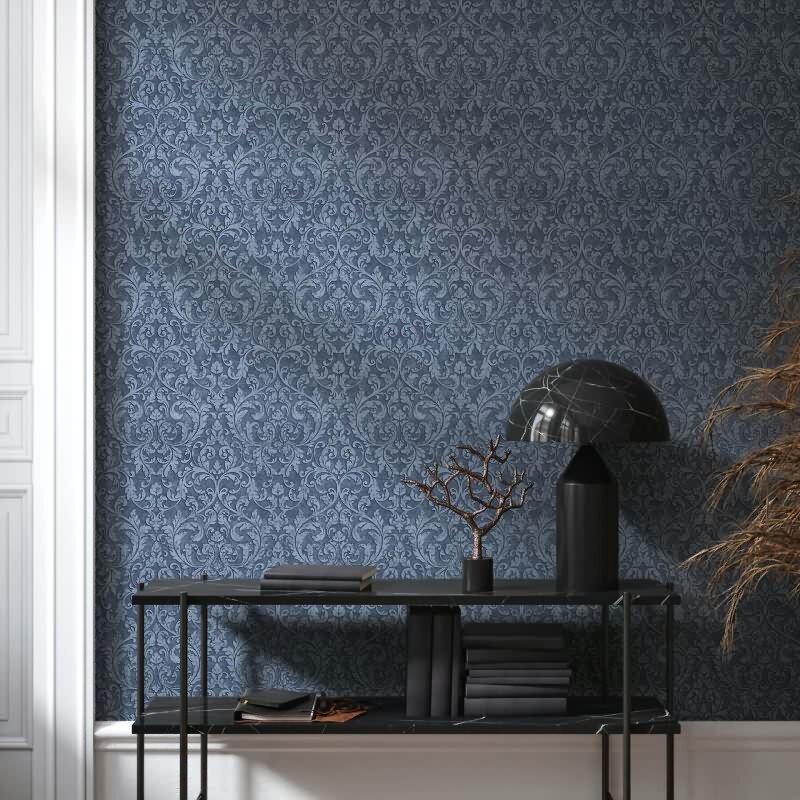 Vliestapete Ornament Ornamental Klassisch matt in Blau für Wohnzimmer, Schlafzimmer (35629)