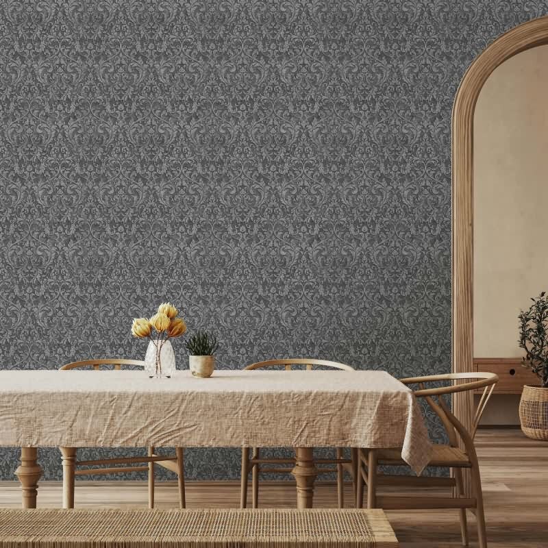 Vliestapete Ornament Ornamental Klassisch matt in Anthrazit für Wohnzimmer, Schlafzimmer (35630)