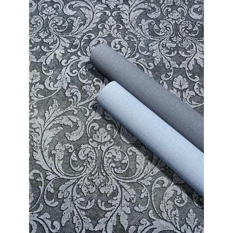 Vliestapete Ornament Ornamental Klassisch matt in Anthrazit für Wohnzimmer, Schlafzimmer (35630)