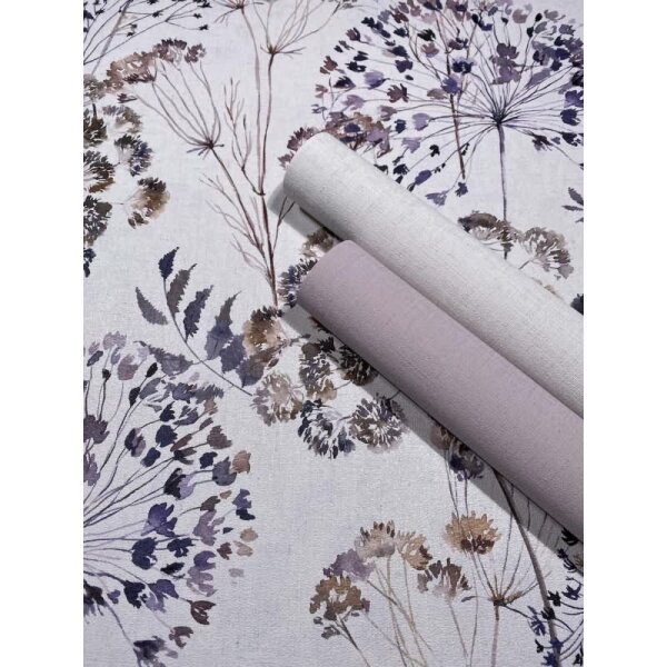 Vliestapete Blumen, Blätter Floral Natur matt in Grau für Wohnzimmer, Schlafzimmer (35635)