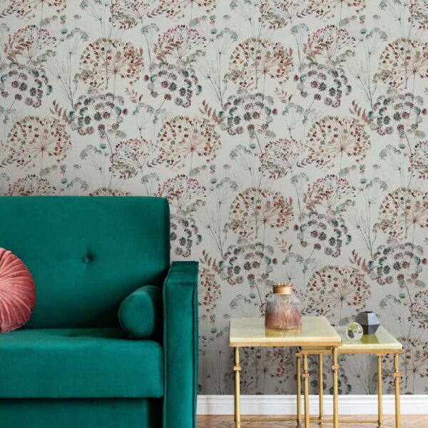 Vliestapete Blumen, Blätter Floral Natur matt in Grau für Wohnzimmer, Schlafzimmer (35636)