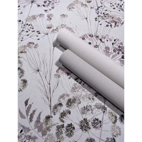 Vliestapete Blumen, Blätter Floral Natur matt in Grau für Wohnzimmer, Schlafzimmer (35638)