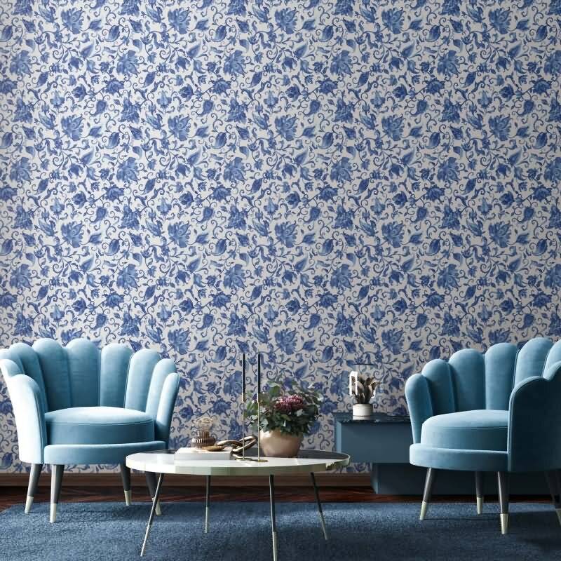 Vliestapete Blätter, Ranken Floral Natur matt in Grau für Wohnzimmer, Schlafzimmer (35639)