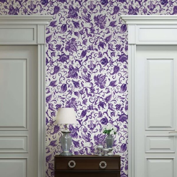 Vliestapete Blätter, Ranken Floral Natur matt in Grau für Wohnzimmer, Schlafzimmer (35640)