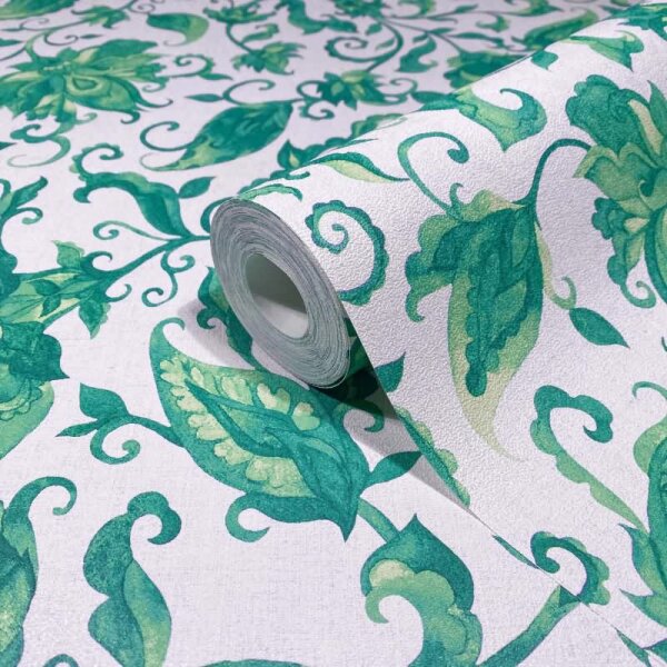 Vliestapete Blätter, Ranken Floral Natur matt in Grau für Wohnzimmer, Schlafzimmer (35641)