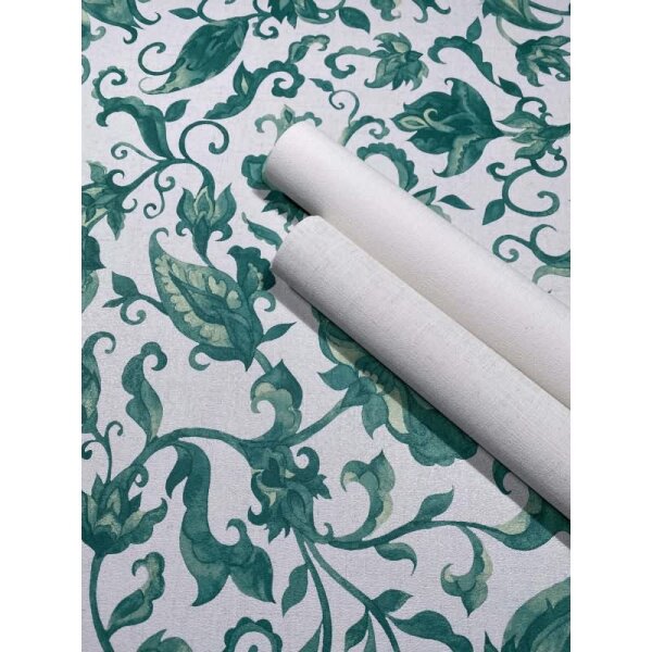 Vliestapete Blätter, Ranken Floral Natur matt in Grau für Wohnzimmer, Schlafzimmer (35641)